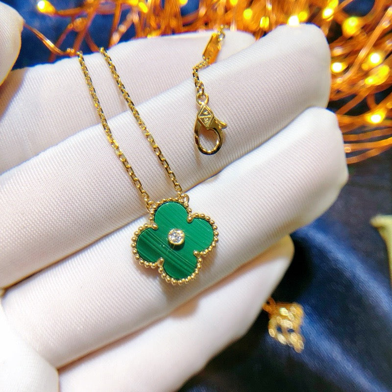 [⭐Spark]CLOVER 15MM DIAMOND TURQUOISE NECKLACE