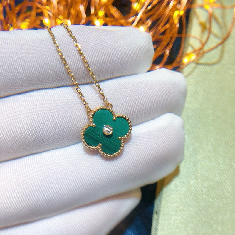 [⭐Spark]CLOVER 15MM DIAMOND TURQUOISE NECKLACE