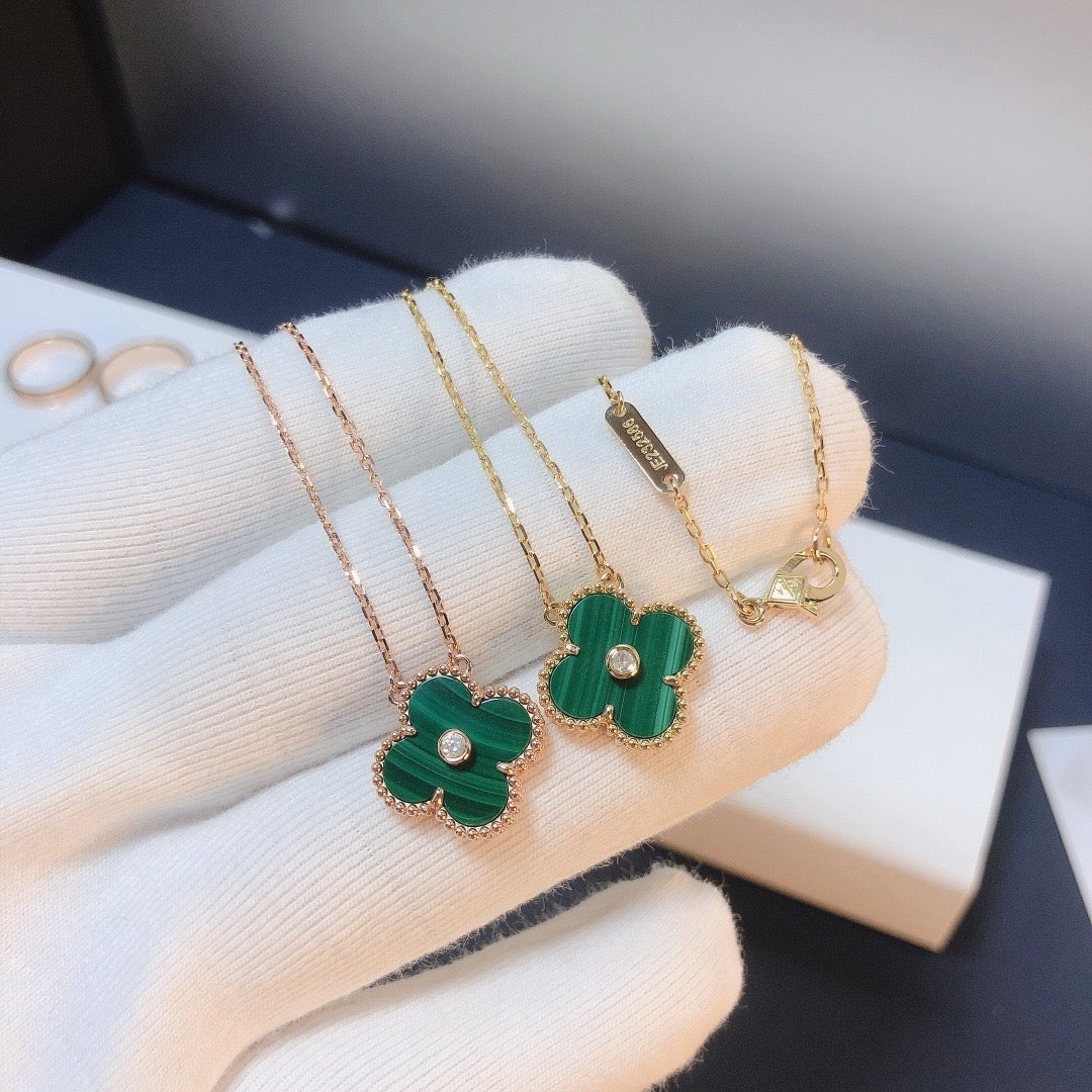 [⭐Spark]CLOVER 15MM DIAMOND TURQUOISE NECKLACE