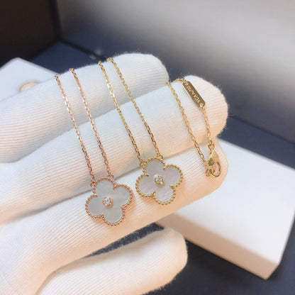 [⭐Spark]CLOVER 15MM DIAMOND WHITE FRITILLARIA NECKLACE
