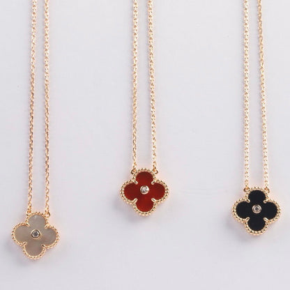 [⭐Spark]CLOVER 15MM DIAMOND CARNELIAN NECKLACE