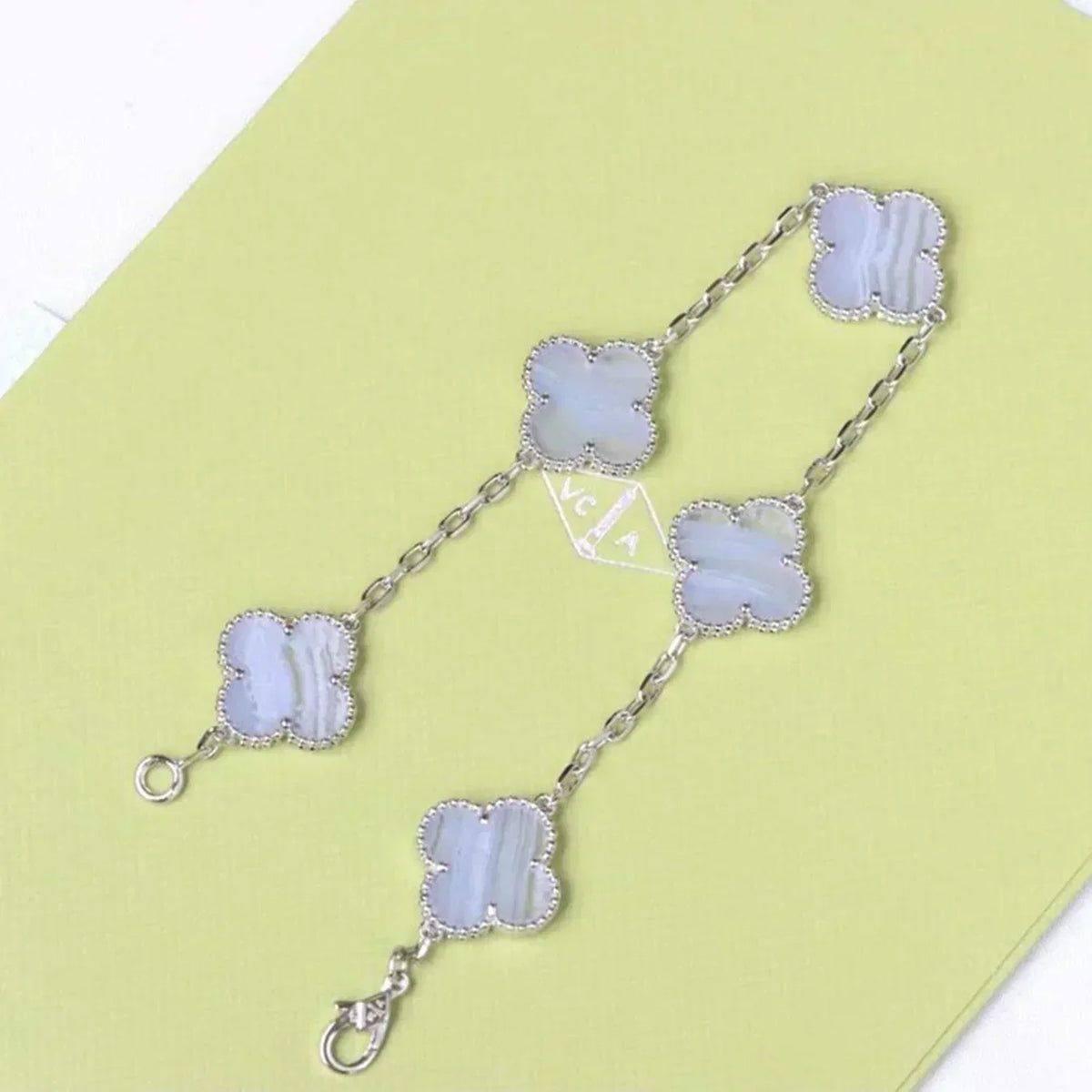 [⭐Spark] CLOVER 5 MOTIF PURPLE CHALCEDONY BRACELET COLLECTION