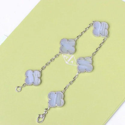 [⭐Spark] CLOVER 5 MOTIF PURPLE CHALCEDONY BRACELET COLLECTION