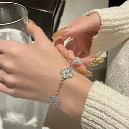 [⭐Spark] CLOVER 5 MOTIF PURPLE CHALCEDONY BRACELET COLLECTION
