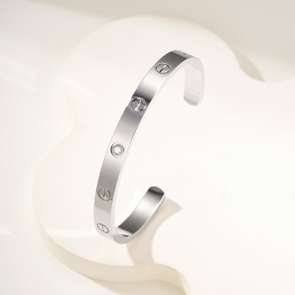 [⭐Spark]LOVE BRACELET 6.1MM 1 DIAMOND OPEN CUFF