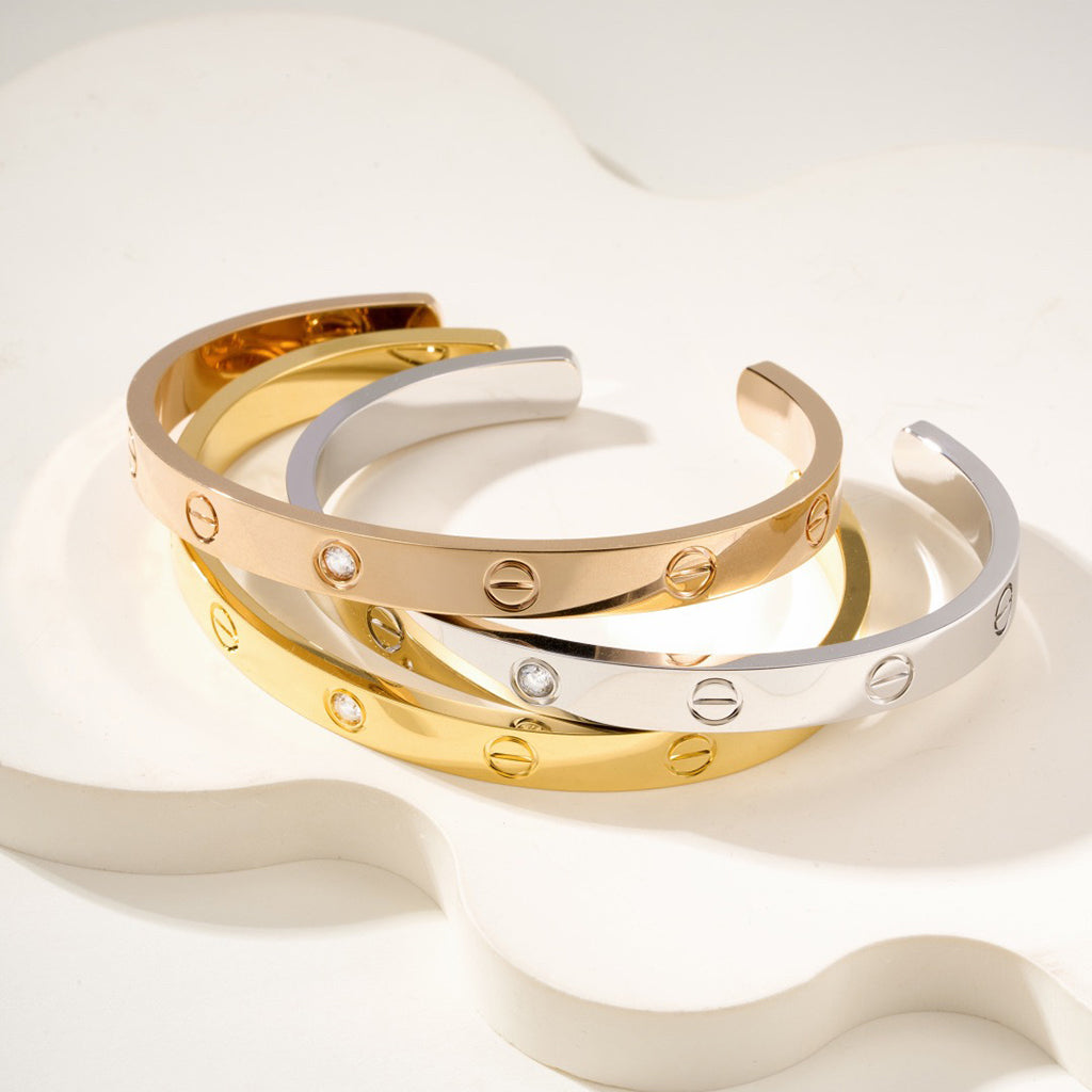 [⭐Spark]LOVE BRACELET 6.1MM 1 DIAMOND OPEN CUFF