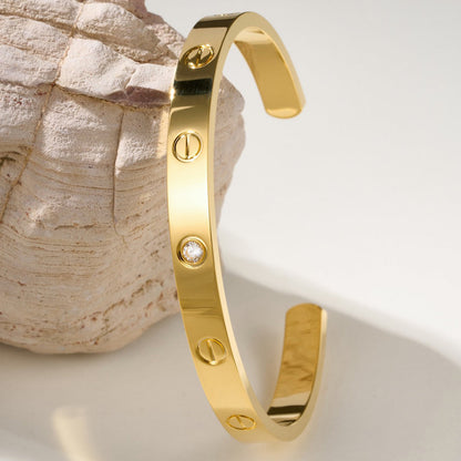 [⭐Spark]LOVE BRACELET 6.1MM 1 DIAMOND OPEN CUFF