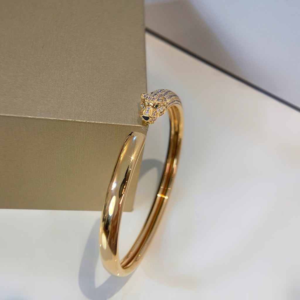 [⭐Spark]PANTHERE HALF DIAMOND OPEN BRACELET