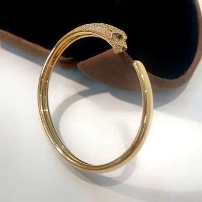 [⭐Spark]PANTHERE HALF DIAMOND OPEN BRACELET