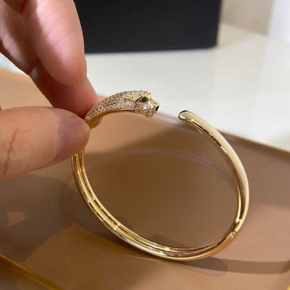 [⭐Spark]PANTHERE HALF DIAMOND OPEN BRACELET