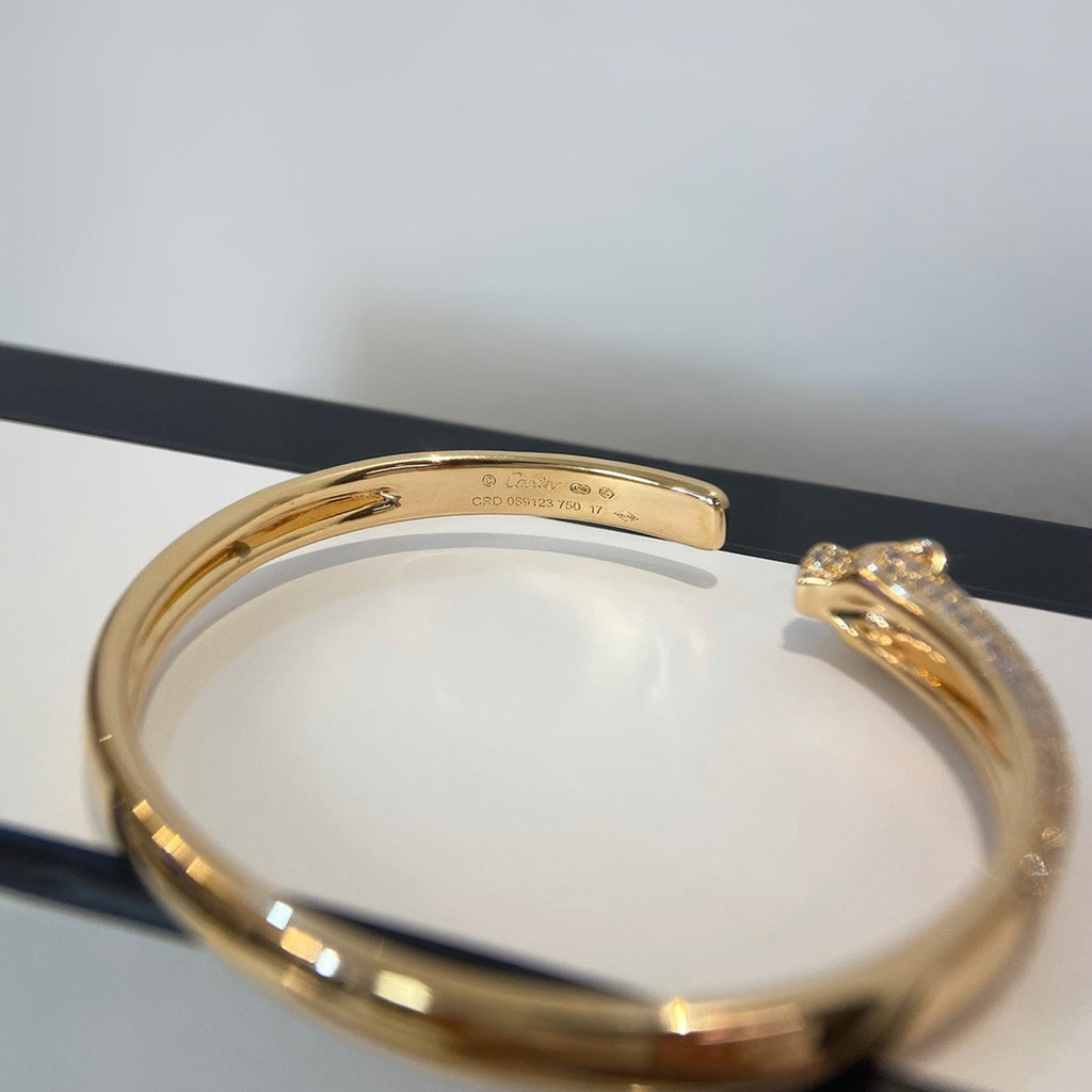 [⭐Spark]PANTHERE HALF DIAMOND OPEN BRACELET