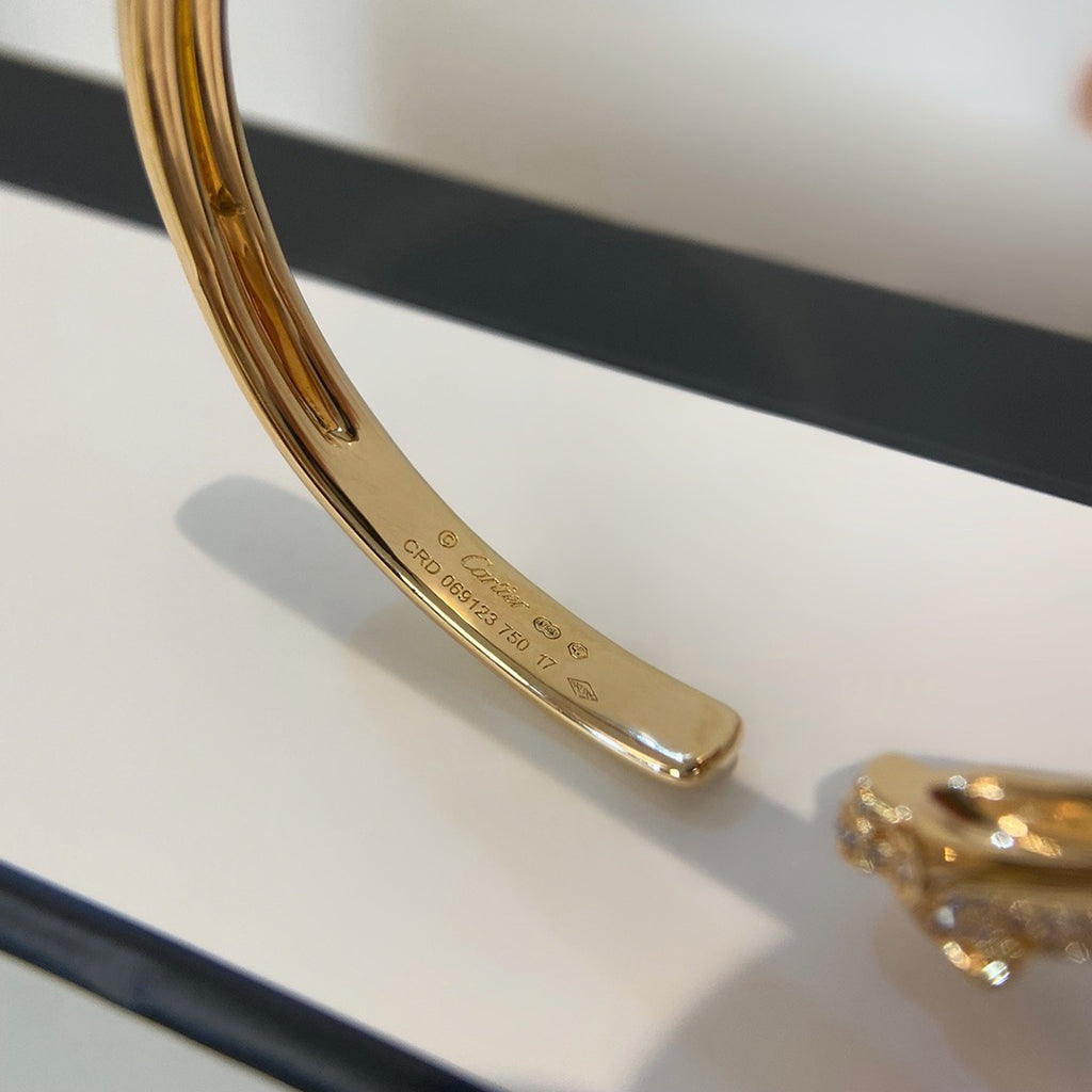 [⭐Spark]PANTHERE HALF DIAMOND OPEN BRACELET
