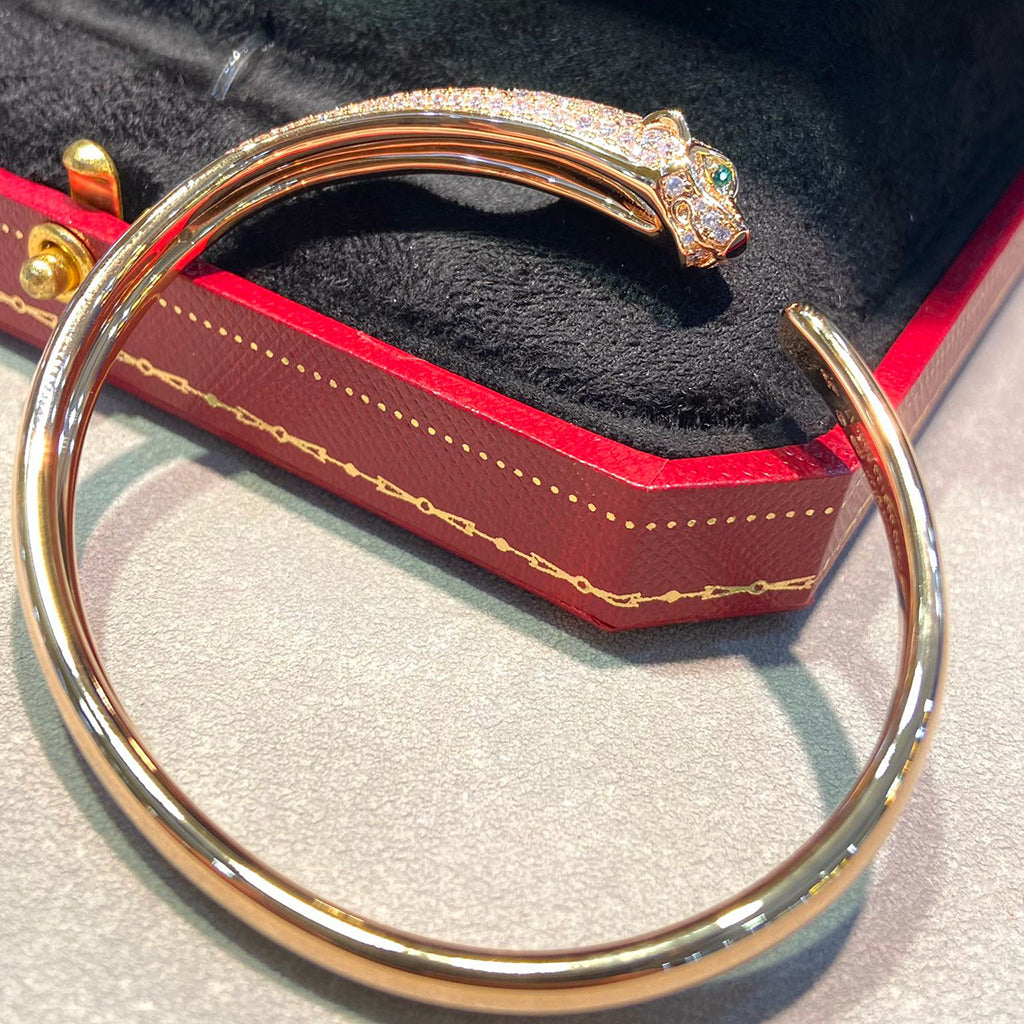 [⭐Spark]PANTHERE HALF DIAMOND OPEN BRACELET