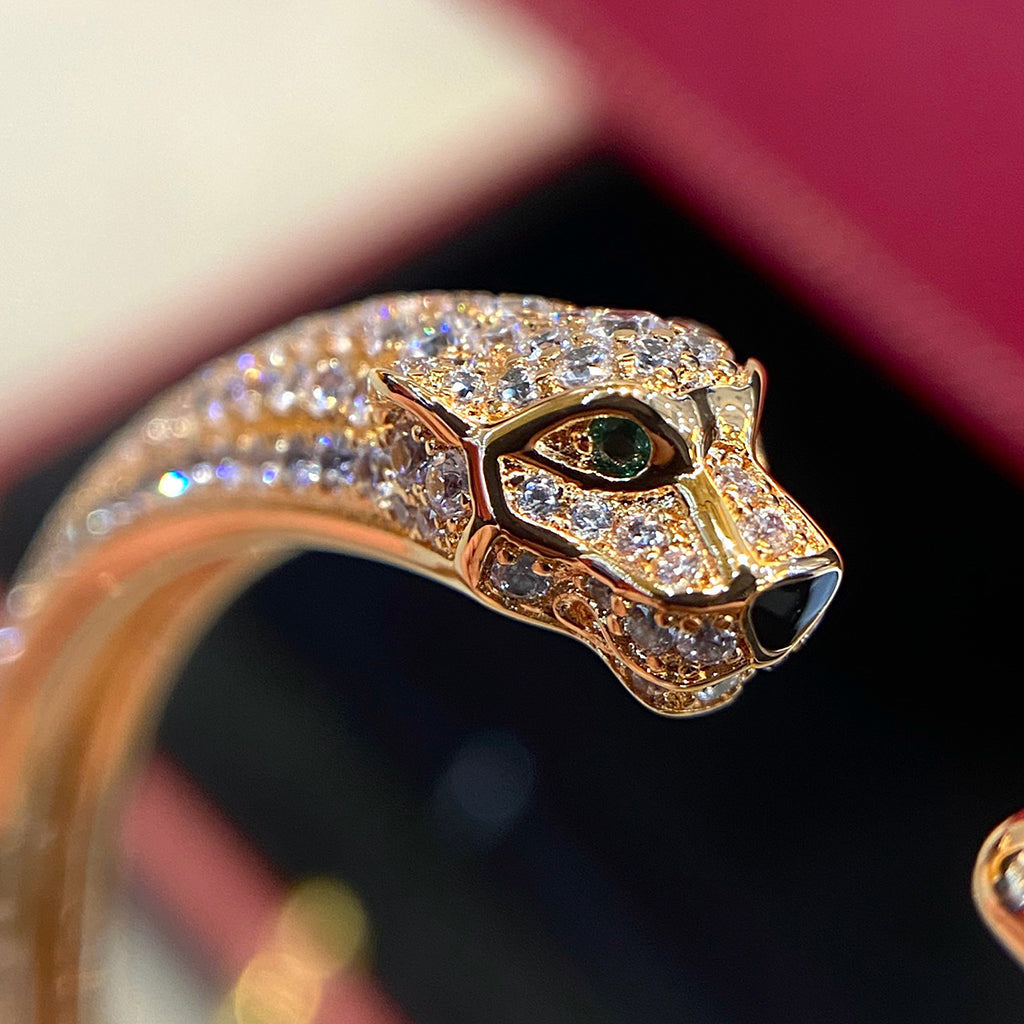 [⭐Spark]PANTHERE HALF DIAMOND OPEN BRACELET