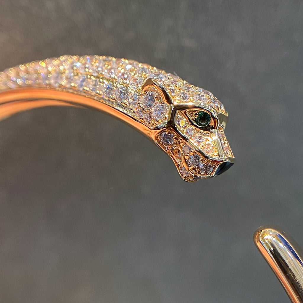 [⭐Spark]PANTHERE HALF DIAMOND OPEN BRACELET
