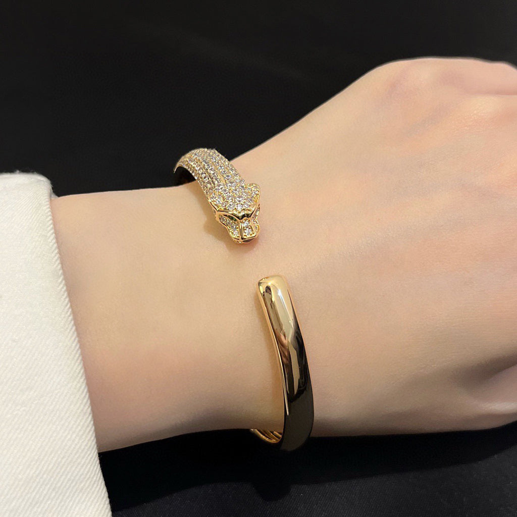 [⭐Spark]PANTHERE HALF DIAMOND OPEN BRACELET