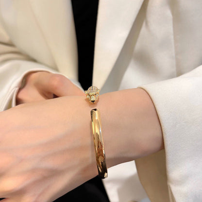 [⭐Spark]PANTHERE HALF DIAMOND OPEN BRACELET