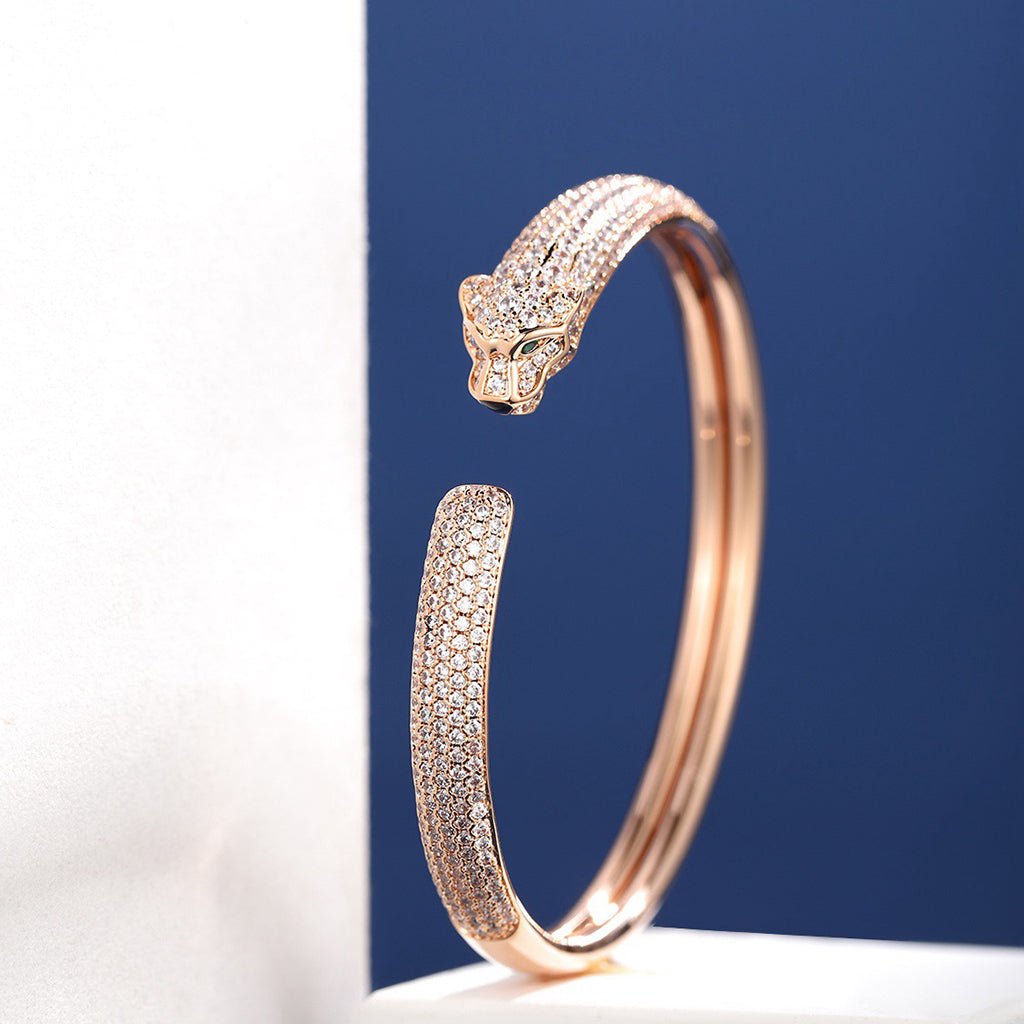 [⭐Spark]PANTHERE FULL DIAMOND OPEN BRACELET