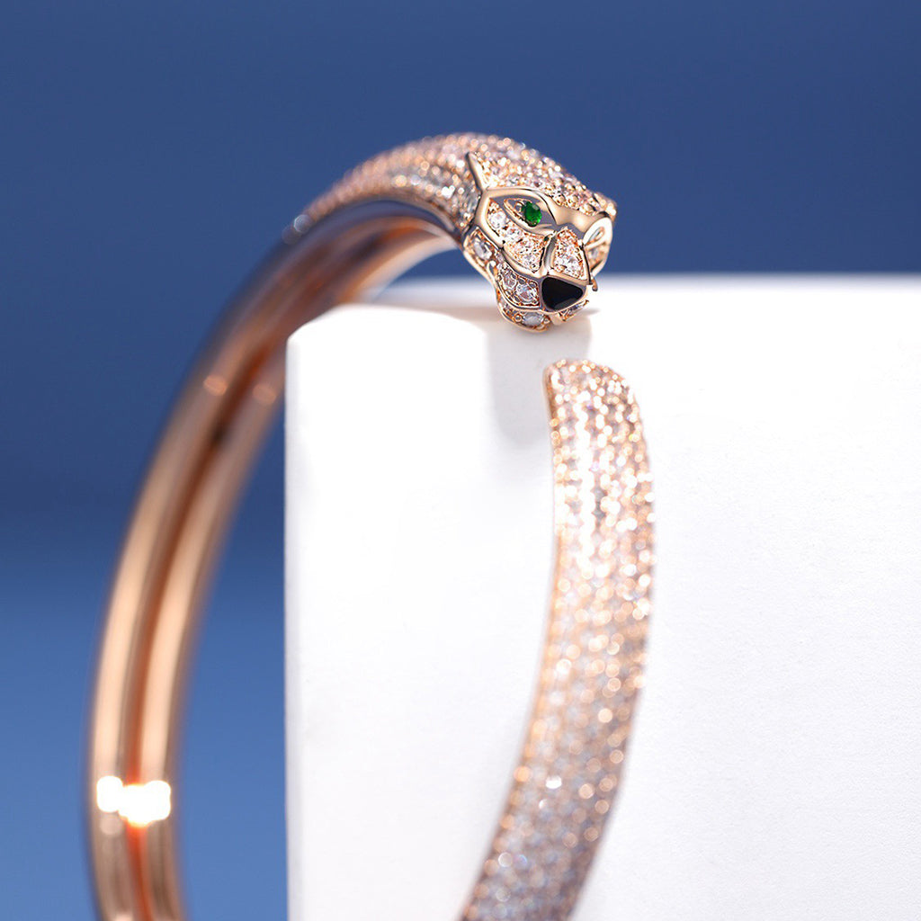[⭐Spark]PANTHERE FULL DIAMOND OPEN BRACELET