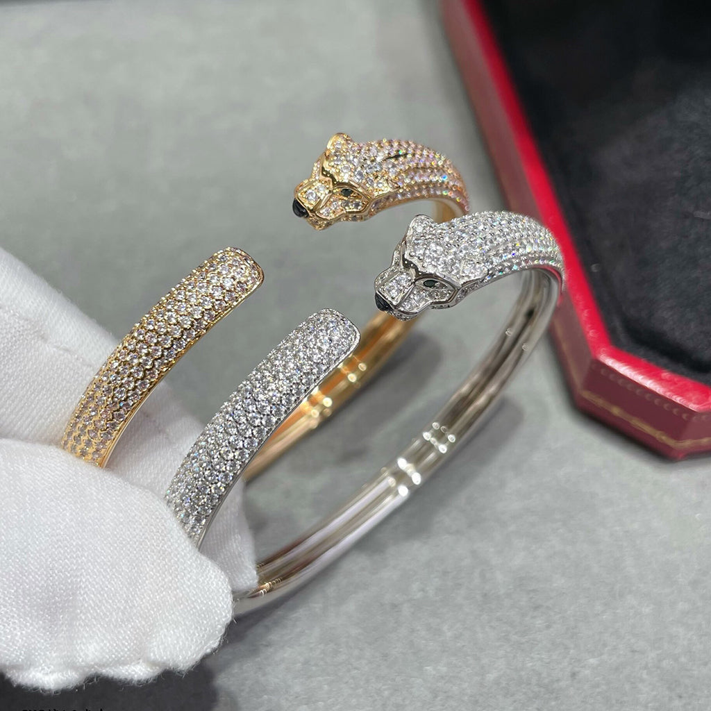 [⭐Spark]PANTHERE FULL DIAMOND OPEN BRACELET