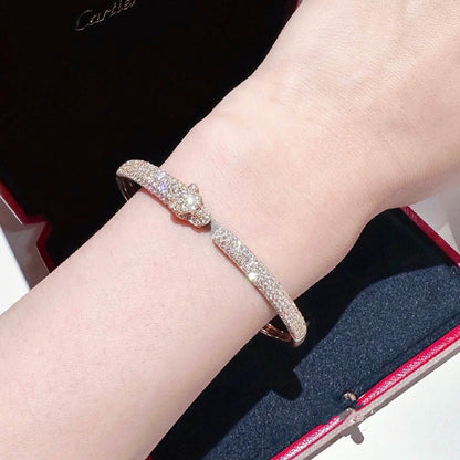 [⭐Spark]PANTHERE FULL DIAMOND OPEN BRACELET