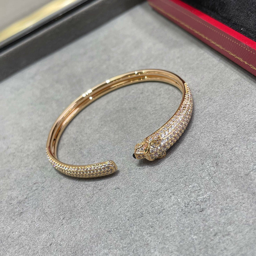 [⭐Spark]PANTHERE FULL DIAMOND OPEN BRACELET