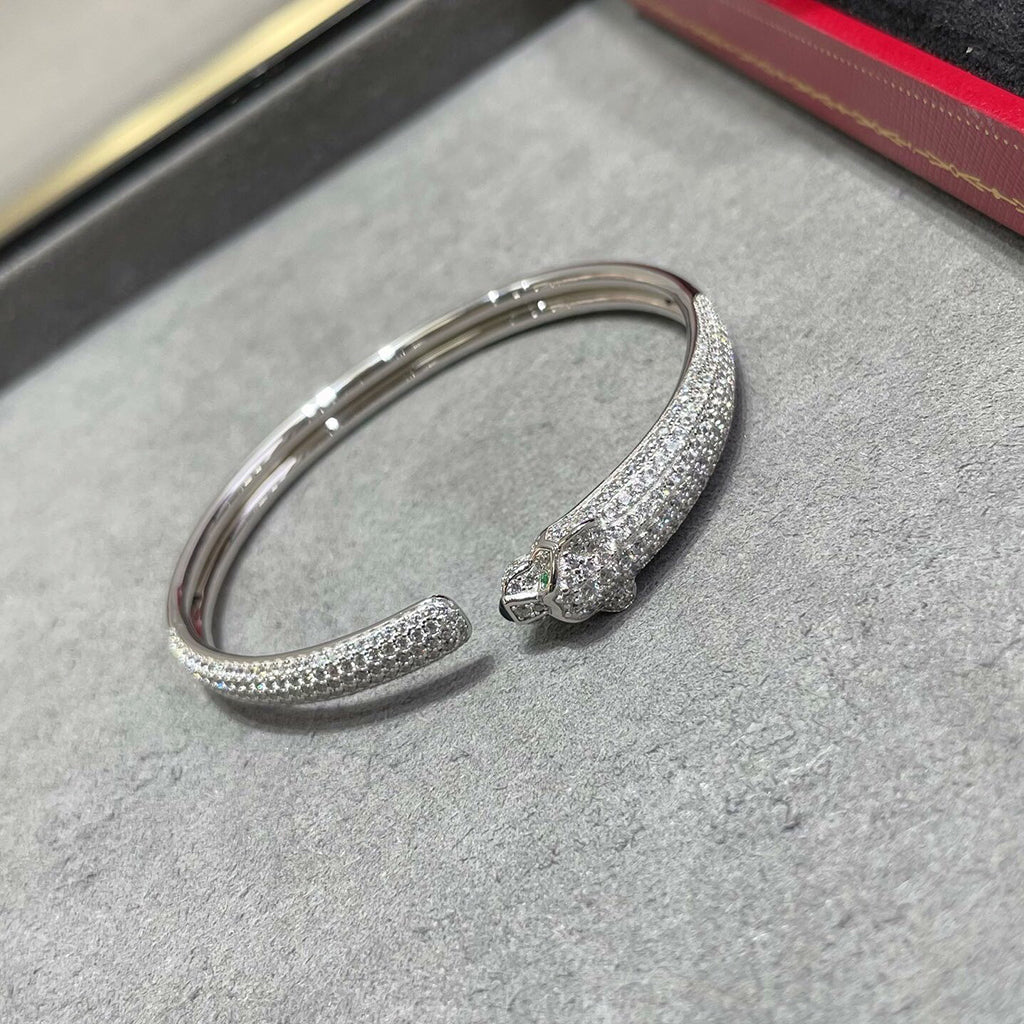 [⭐Spark]PANTHERE FULL DIAMOND OPEN BRACELET
