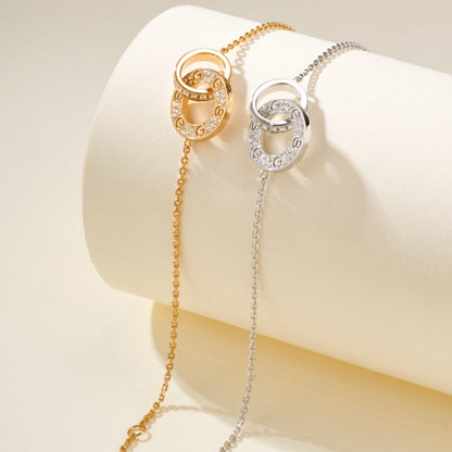 [⭐Spark]LOVE DOUBLE RING FULL DIAMOND BRACELET