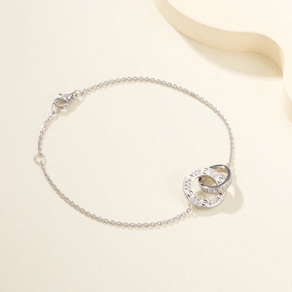 [⭐Spark]LOVE DOUBLE RING FULL DIAMOND BRACELET