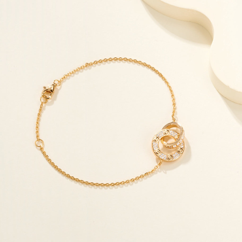 [⭐Spark]LOVE DOUBLE RING FULL DIAMOND BRACELET