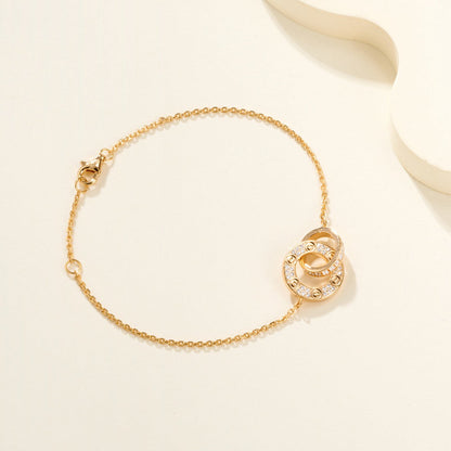 [⭐Spark]LOVE DOUBLE RING FULL DIAMOND BRACELET