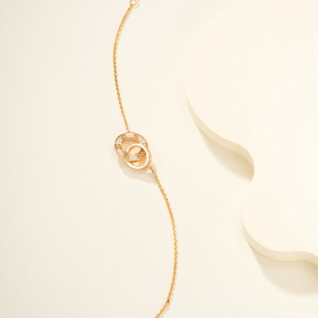 [⭐Spark]LOVE DOUBLE RING FULL DIAMOND BRACELET