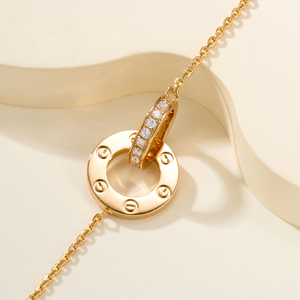 [⭐Spark]LOVE DOUBLE RING FULL DIAMOND BRACELET