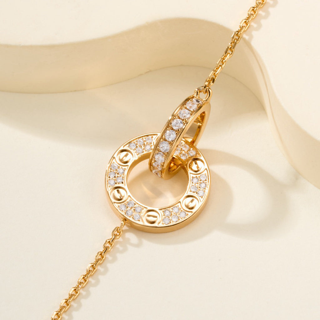 [⭐Spark]LOVE DOUBLE RING FULL DIAMOND BRACELET