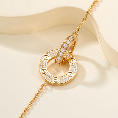 [⭐Spark]LOVE DOUBLE RING FULL DIAMOND BRACELET