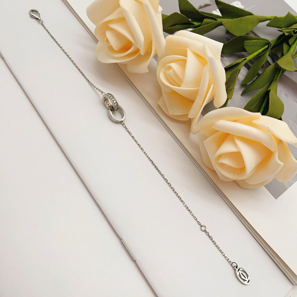 [⭐Spark]LOVE DOUBLE RING HALF DIAMOND BRACELET