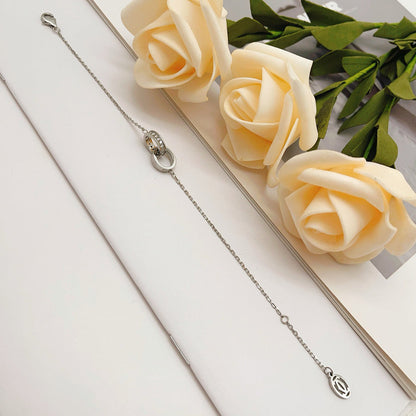 [⭐Spark]LOVE DOUBLE RING HALF DIAMOND BRACELET