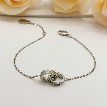 [⭐Spark]LOVE DOUBLE RING HALF DIAMOND BRACELET