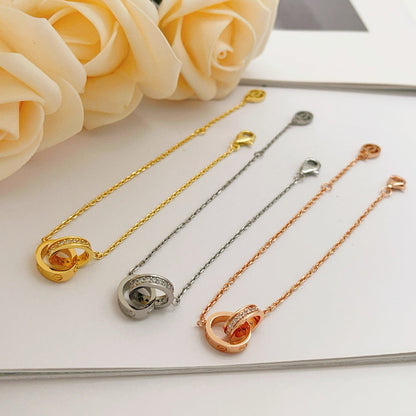 [⭐Spark]LOVE DOUBLE RING HALF DIAMOND BRACELET