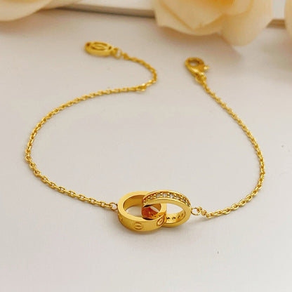 [⭐Spark]LOVE DOUBLE RING HALF DIAMOND BRACELET