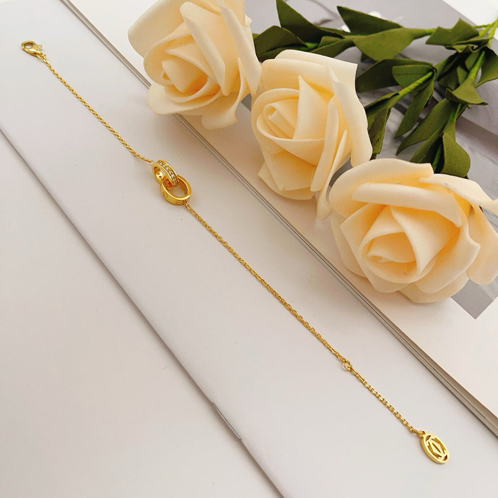 [⭐Spark]LOVE DOUBLE RING HALF DIAMOND BRACELET
