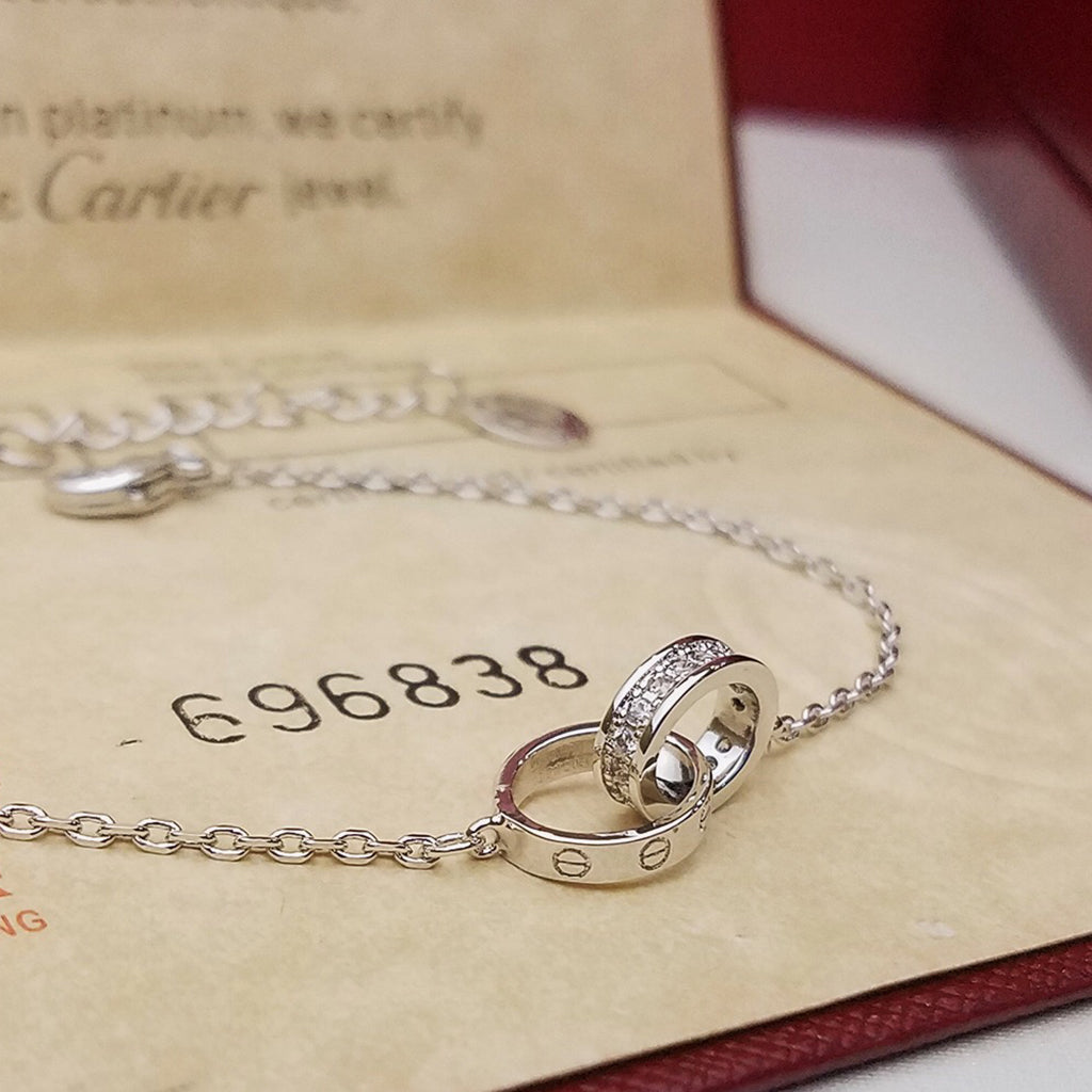[⭐Spark]LOVE DOUBLE RING HALF DIAMOND BRACELET