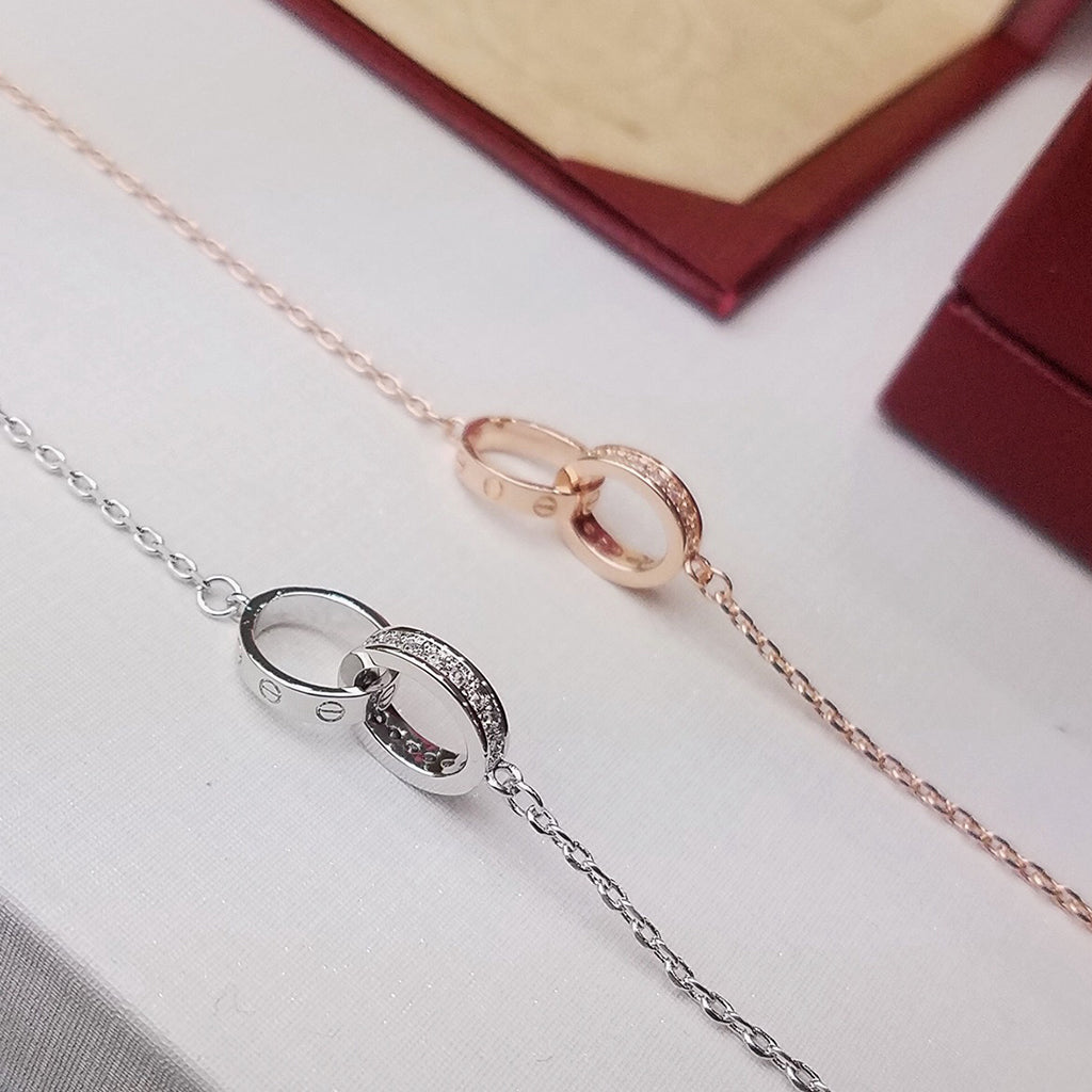 [⭐Spark]LOVE DOUBLE RING HALF DIAMOND BRACELET