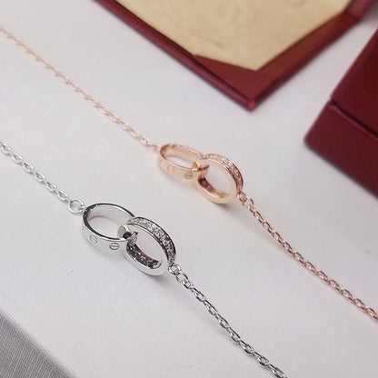 [⭐Spark]LOVE DOUBLE RING HALF DIAMOND BRACELET