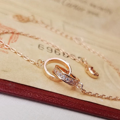 [⭐Spark]LOVE DOUBLE RING HALF DIAMOND BRACELET