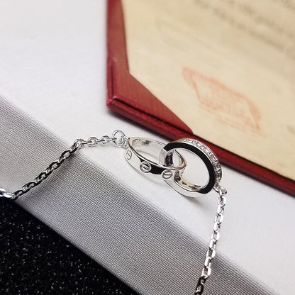 [⭐Spark]LOVE DOUBLE RING HALF DIAMOND BRACELET