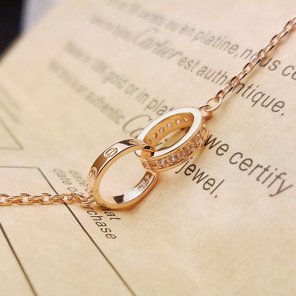 [⭐Spark]LOVE DOUBLE RING HALF DIAMOND BRACELET