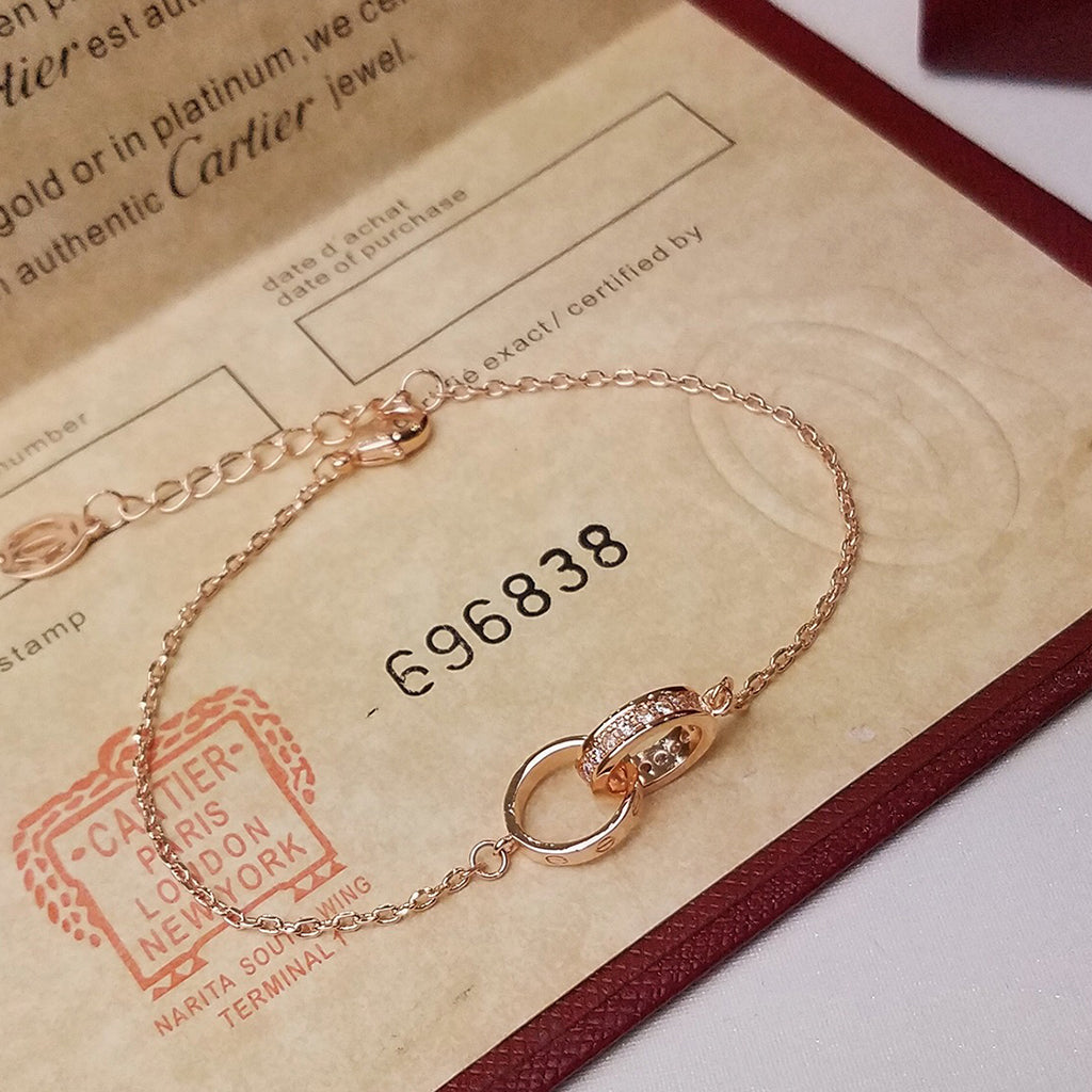 [⭐Spark]LOVE DOUBLE RING HALF DIAMOND BRACELET