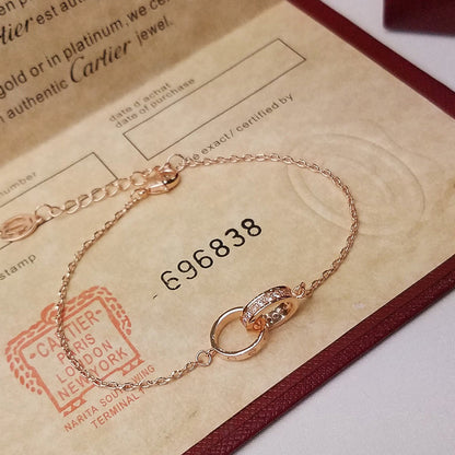 [⭐Spark]LOVE DOUBLE RING HALF DIAMOND BRACELET