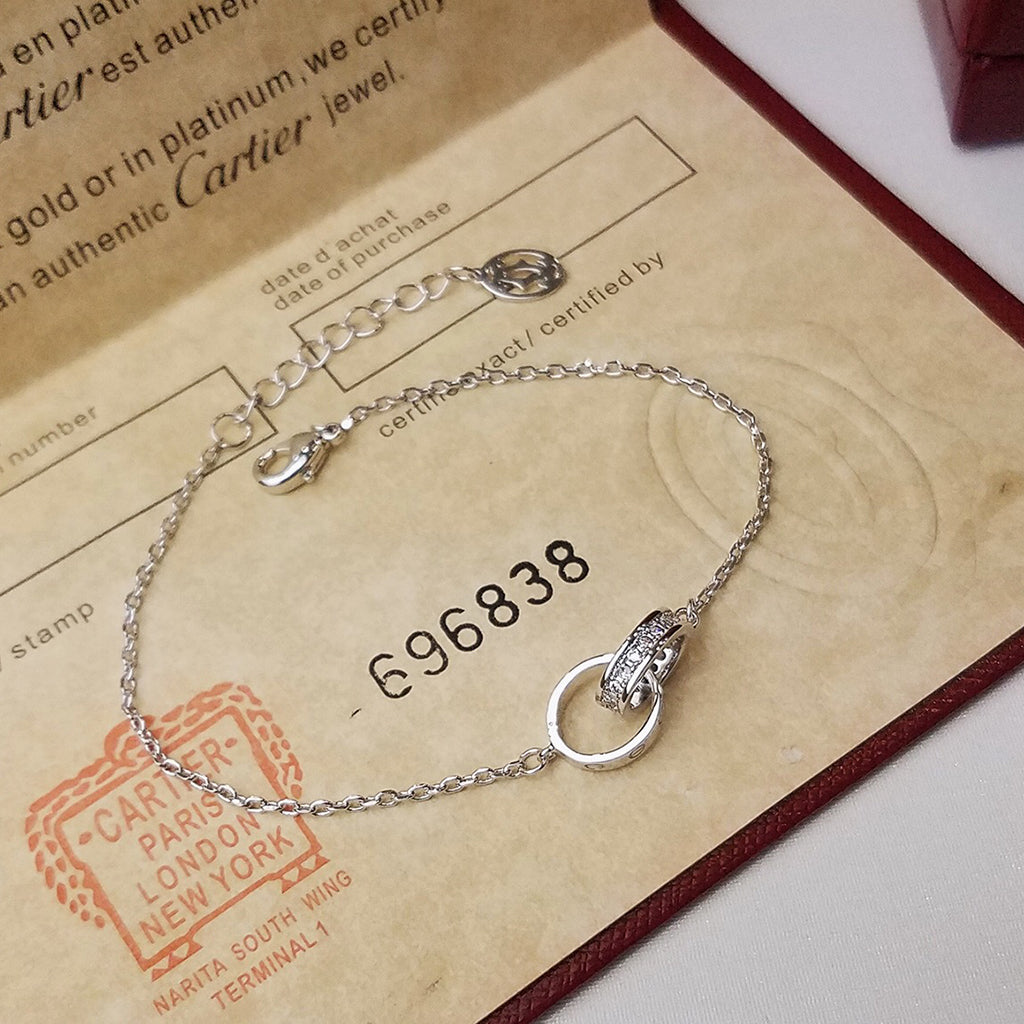 [⭐Spark]LOVE DOUBLE RING HALF DIAMOND BRACELET
